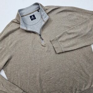 Johnnie O Sweater Mens XL Brown Quarter Zip Pullover Cotton Mock Neck